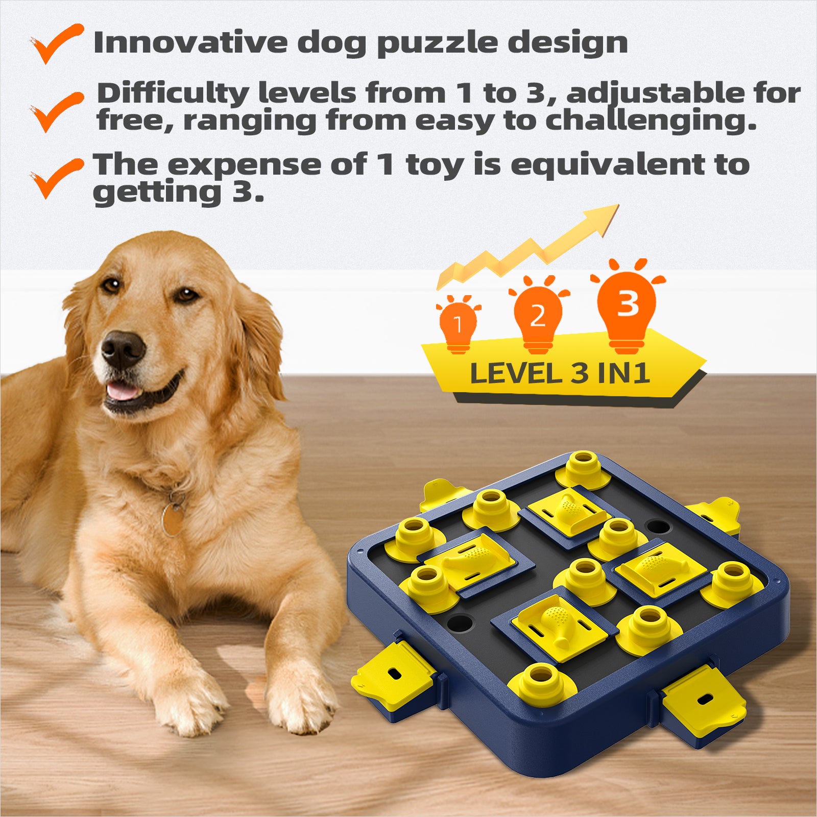 KADTC Dog Puzzle Toy For Small/Medium/Large Dogs Mental Stimulation Boredom busters Puppy Brain Toys Keep Busy Enrichment Puzzles Feeder Food Treat Interactive Level 3 2 1 Mentally Stimulating Games
