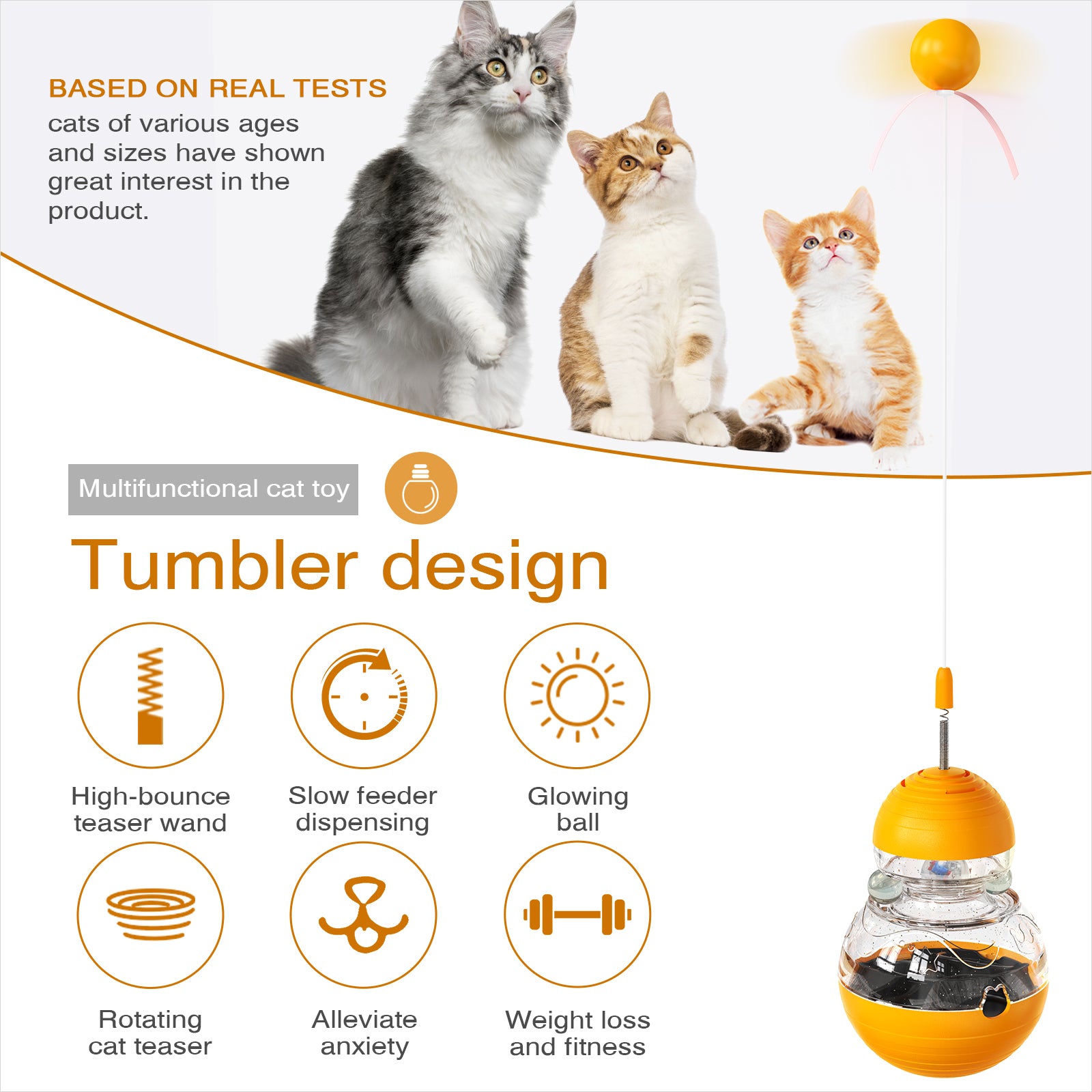 TACKDG Treasure Gourd Cat Toy Kitten Kitty Treat/Food Puzzles Feeder Dispenser