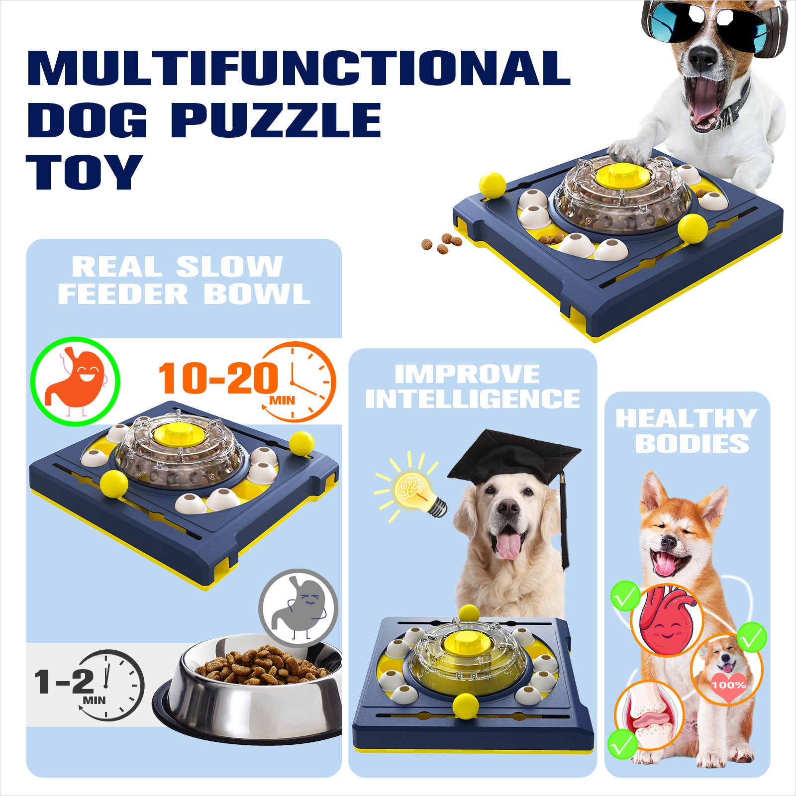 KADTC Dog Puzzle Toys for Medium/Small Dogs Slow Blow Puzzles