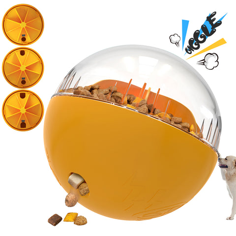 KADTC Dog Balls Adjustable Food Dispensing Treat Dispenser Dogs Puzzle Feeder Toy Wobble Wag Talking Giggle Squeaky Puppy Chew Indestructible Ball for Small/Medium/Large Aggressive Chewers Breed
