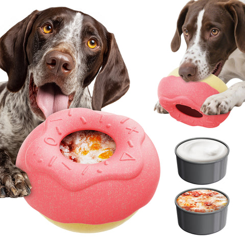 KADTC 2-in-1 Frozen Treat Dog Toy, Large Size, No-Transfer Fill & Freeze Lick Cup & Tough Chew Toy, Long-Lasting Enrichment Toy for Dogs, Donut-Shaped