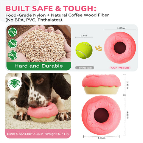 KADTC 2-in-1 Frozen Treat Dog Toy, Large Size, No-Transfer Fill & Freeze Lick Cup & Tough Chew Toy, Long-Lasting Enrichment Toy for Dogs, Donut-Shaped