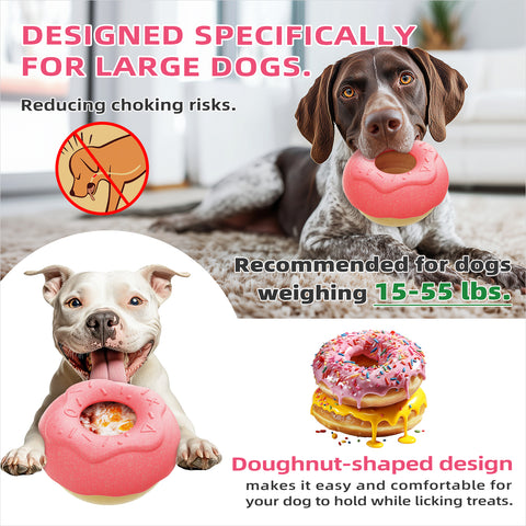 KADTC 2-in-1 Frozen Treat Dog Toy, Large Size, No-Transfer Fill & Freeze Lick Cup & Tough Chew Toy, Long-Lasting Enrichment Toy for Dogs, Donut-Shaped