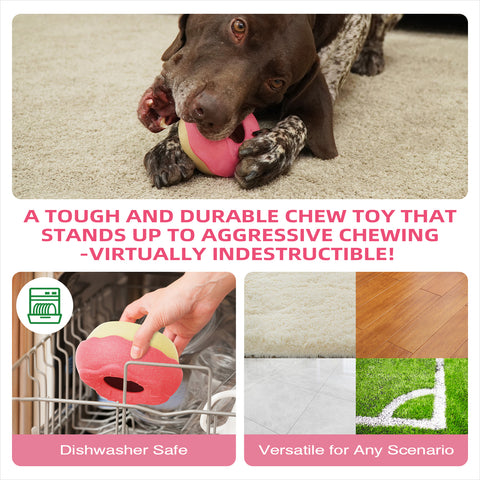 KADTC 2-in-1 Frozen Treat Dog Toy, Large Size, No-Transfer Fill & Freeze Lick Cup & Tough Chew Toy, Long-Lasting Enrichment Toy for Dogs, Donut-Shaped