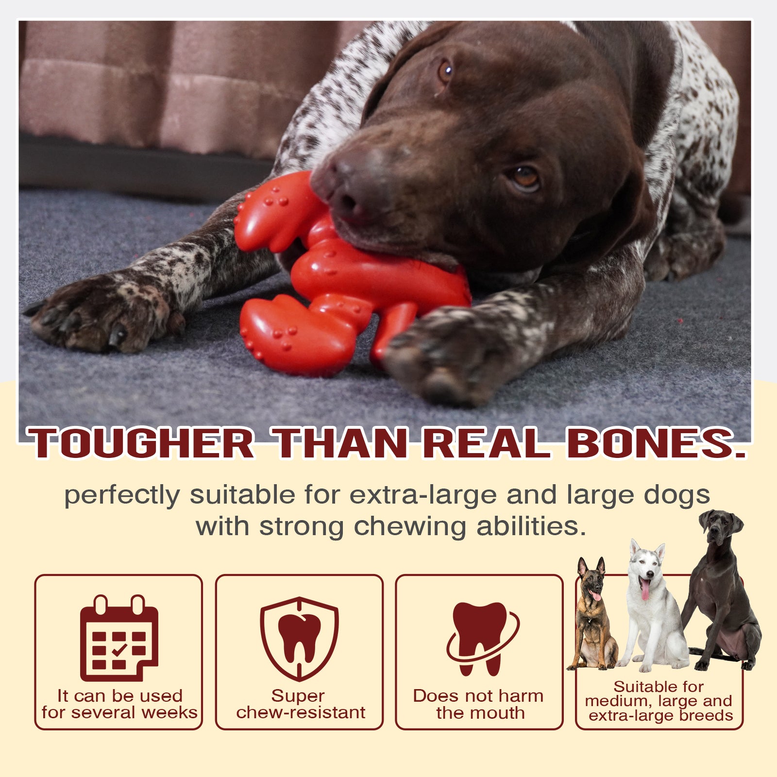 KADTC Dog Chew Toys for Aggressive Chewers Indestructible Tough Durable Interactive Puppy Toy Teeth Boston lobster Dog Chew Toy