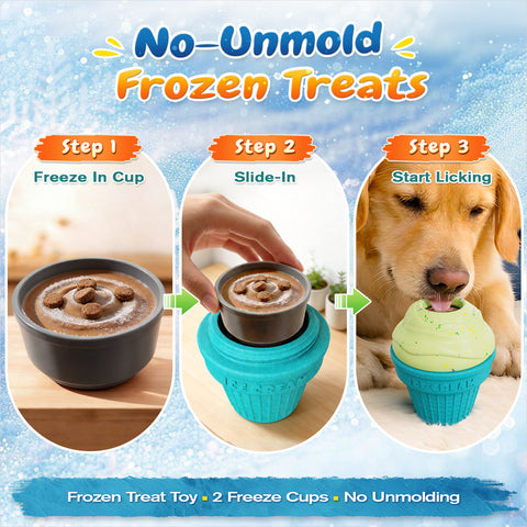 KADTC 3 in 1 Large-Size Durable Dog Fillable & Frozen Lick Treat Toy No-Transfer Freeze & Play Mess-Free Ultimate Boredom Buster, Kibble Dispenser Food Ball & Tough Dogs Chew Toys BPA-Free & Safe