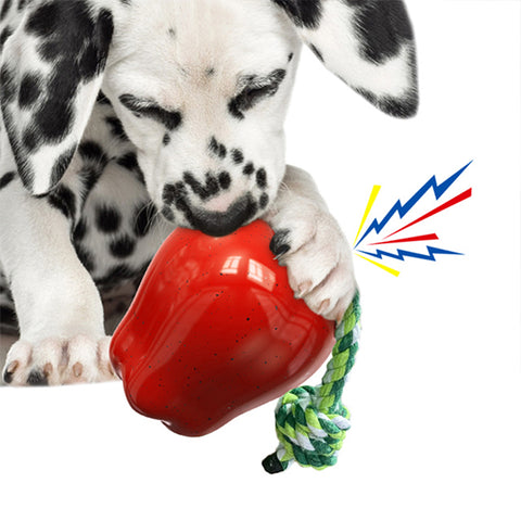 KADTC Dog Chew Toys For Aggressive Chewers Indestructible Tough Durable Squeaky Interactive Puppy Toy Teeth Squeaky Apple Pet Teeth Grinding Toy