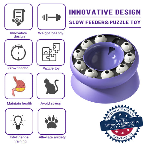 KADTC Cat Puzzle Toy Treat Dispenser Kitten Weight Loss Bowl Puzzles Slow Feeder Food Dispensing Kitty Enrichment Toys Brain Mental Stimulation Healthy Eating Mind Games