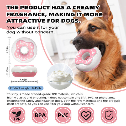 KADTC Dog Chew Toys For Aggressive Chewers Indestructible Tough Durable Squeaky Interactive Puppy Fun Teeth Toothbrush Doggie Toy Donut Squeaky Dog Toy