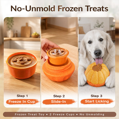 KADTC 2 Pack Durable 3-in-1 Dog FrostLick Toys Long-Lasting Large Capacity Frozen Treat Ball & Fillable-and-Play Lick Cup & Food Dispenser, Indestructible Chew Toy for Dogs Boredom Buster