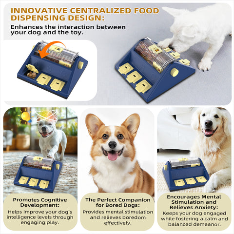 KADTC Paw-Activated Rolling Puzzle Game Toy Level 2 in 1 Puppy Treat Toys Large Capacity Slow Feeder Adjustable Interactive Food Dispenser for Small/Medium Dogs Brain Mental Stimulation Healthy Eating