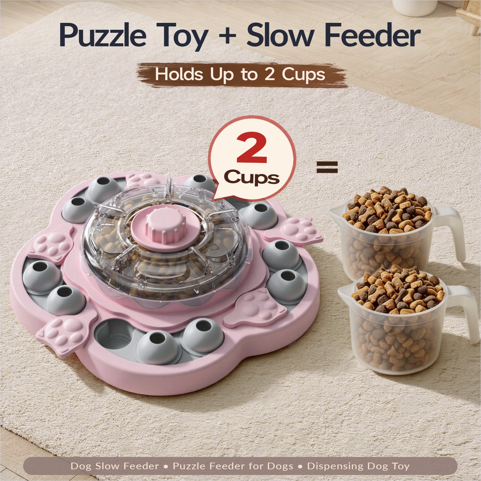 KADTC 3 Levels IN 1 Dog Puzzle Feeder Spin-to-Release Treat