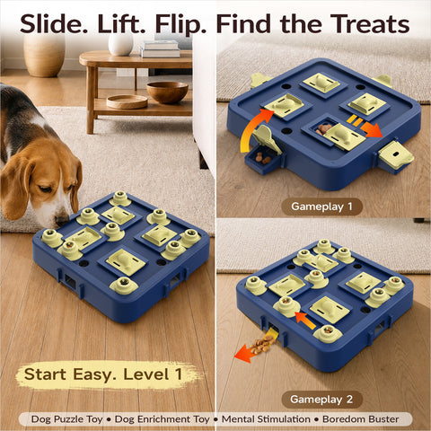 KADTC 3-Level Dog Chess Puzzle Toy, Easy to Advanced