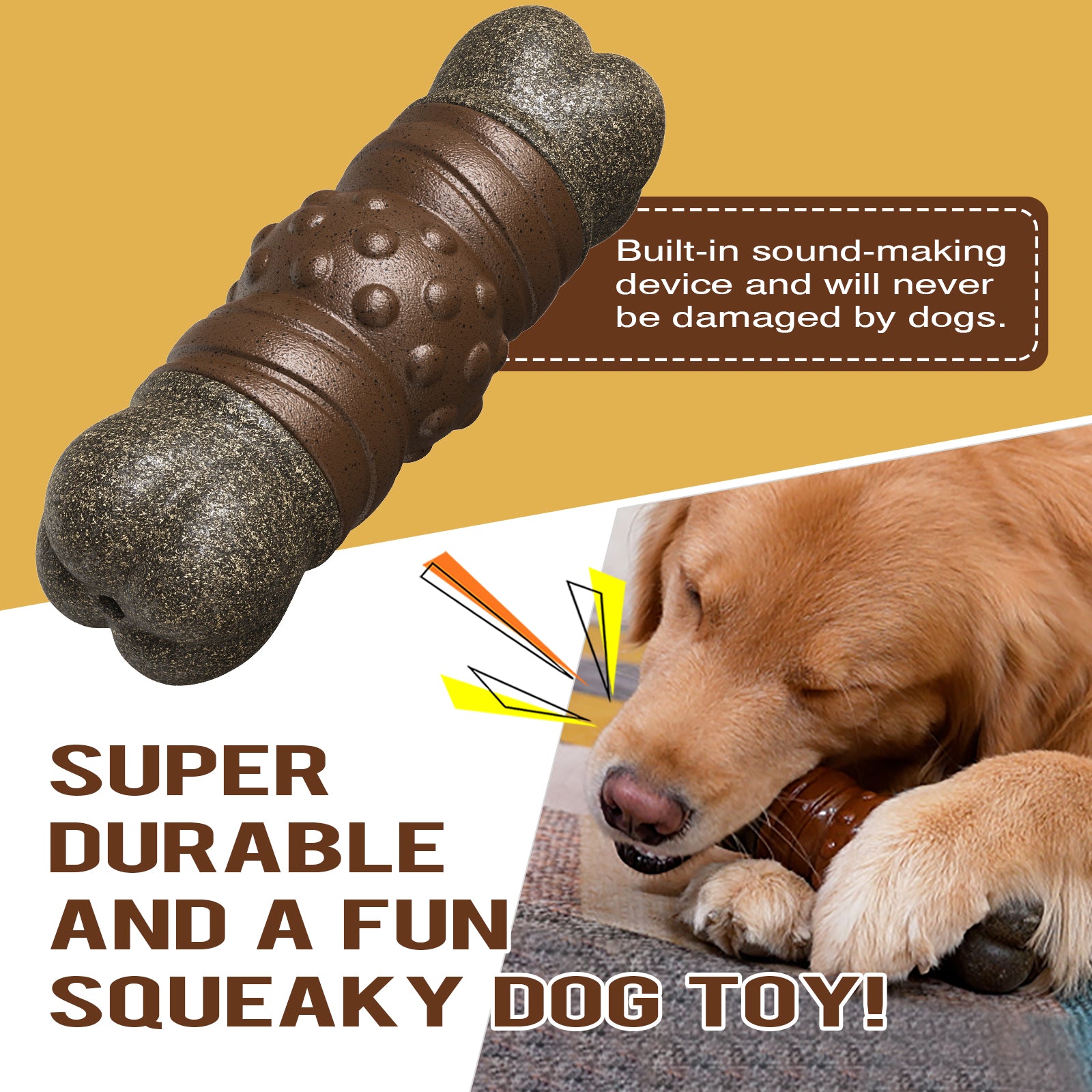 KADTC Dog Chew Toys For Aggressive Chewers Indestructible Tough Durable Squeaky Interactive Puppy Toy Teeth Squeaky Bone Dog Toy