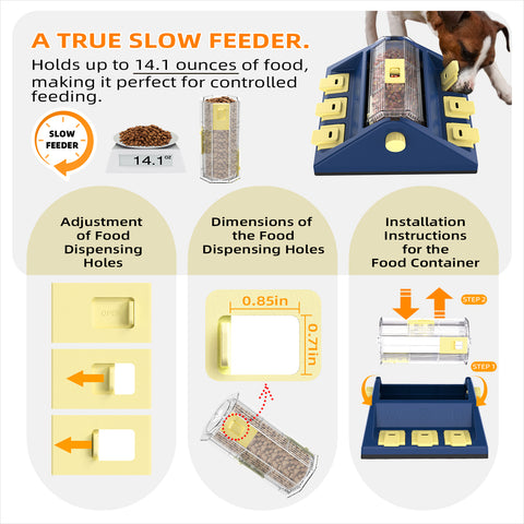 KADTC Paw-Activated Rolling Puzzle Game Toy Level 2 in 1 Puppy Treat Toys Large Capacity Slow Feeder Adjustable Interactive Food Dispenser for Small/Medium Dogs Brain Mental Stimulation Healthy Eating