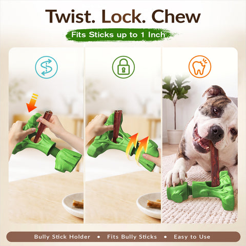 KADTC 3 in1 Durable Bully Stick Holder & Chew & Fillable Toys