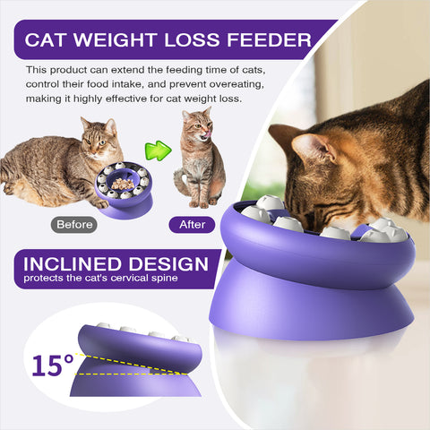 KADTC Cat Puzzle Toy Treat Dispenser Kitten Weight Loss Bowl Puzzles Slow Feeder Food Dispensing Kitty Enrichment Toys Brain Mental Stimulation Healthy Eating Mind Games