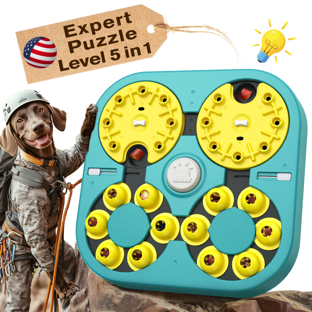 KADTC U.S. Brand Design Extra-Large Size - Difficult 5 Levels of Challenge - 6 Ways to Play - Expert Dog Puzzle Toy For Smart Dogs Hard Puzzles Mental Stimulation Brain Toys Christmas & New Year Gift