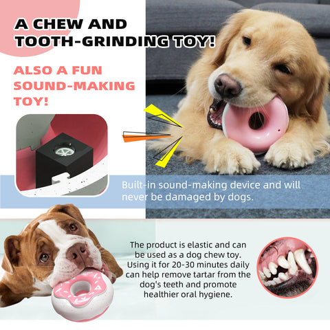 KADTC Dog Chew Toys For Aggressive Chewers Indestructible Tough Durable Squeaky Interactive Puppy Fun Teeth Toothbrush Doggie Toy Donut Squeaky Dog Toy
