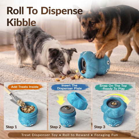 KADTC 3 in 1 Large-Size Octopus Dog Fillable Lick Treat Toy,Long-Lasting Ultimate Boredom Buster, Kibble Dispenser Food Ball & Dogs Chew Toys BPA-Free