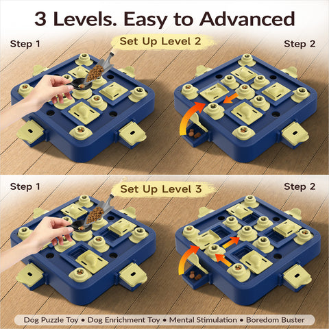 KADTC 3-Level Dog Chess Puzzle Toy, Easy to Advanced
