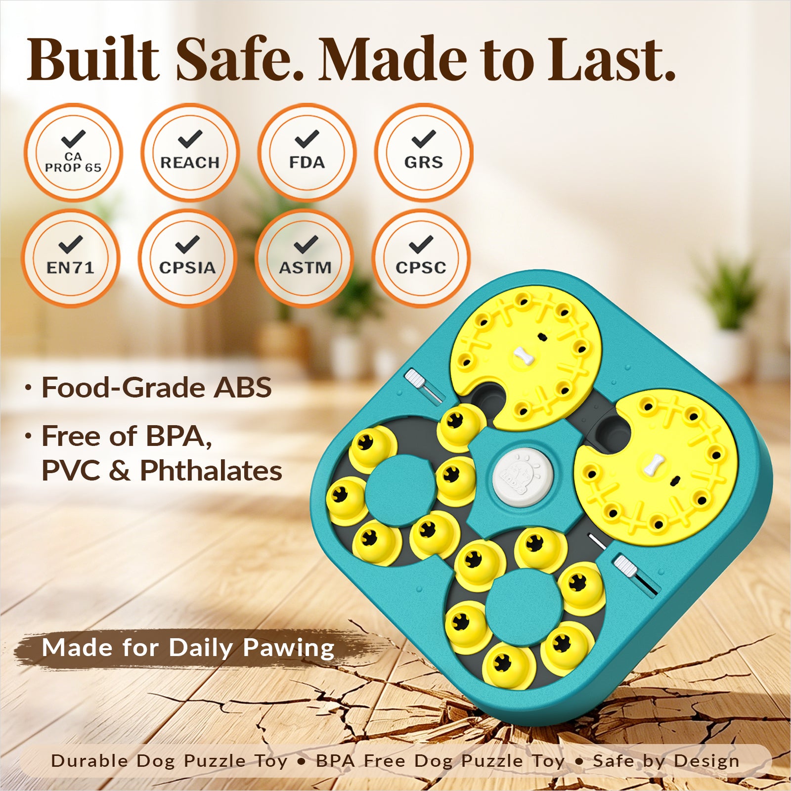 KADTC 5-Level Extra-Large Dog Puzzle Toy made with food-grade ABS for daily pawing and treat-finding play