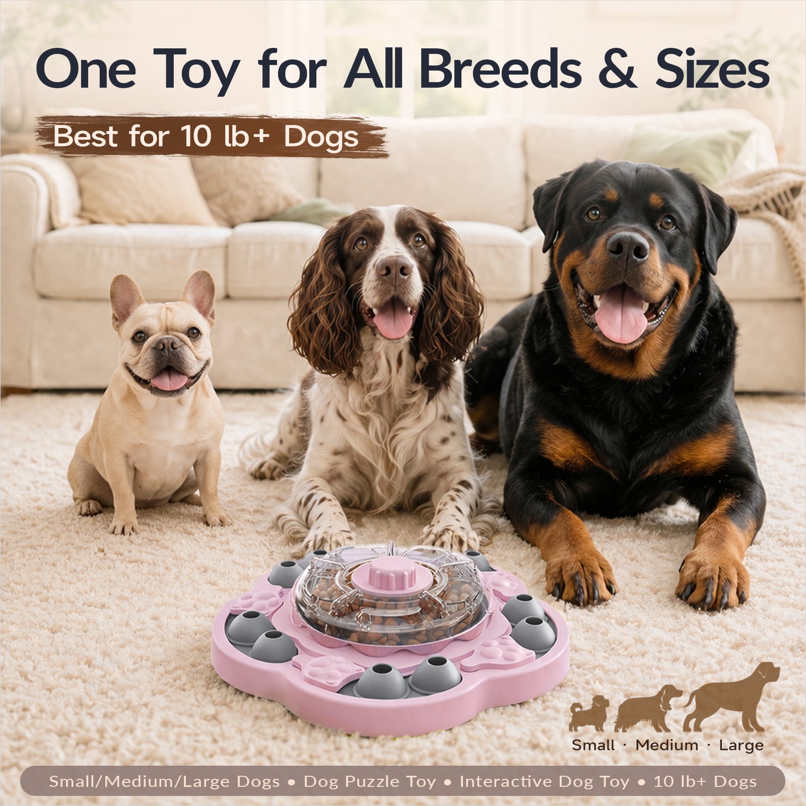 KADTC 3 Levels IN 1 Dog Puzzle Feeder Spin-to-Release Treat