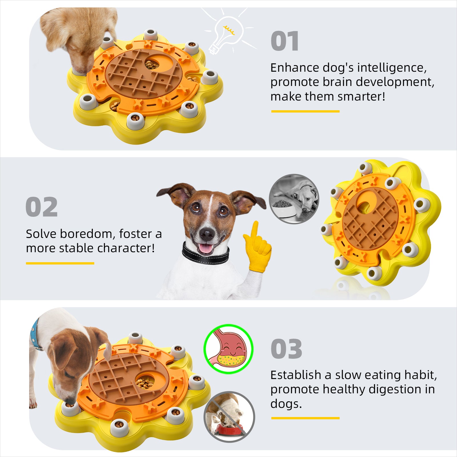 ONE PIX Dog Puzzle Toys, Level 3 in 1 Interactive Dog Toys for Smart Dogs,  Dog Enrichment Toys for Mental Stimulation, Dog Food Feeder Gift for Medium