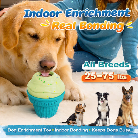 KADTC 3 in 1 Large-Size Durable Dog Fillable & Frozen Lick Treat Toy No-Transfer Freeze & Play Mess-Free Ultimate Boredom Buster, Kibble Dispenser Food Ball & Tough Dogs Chew Toys BPA-Free & Safe