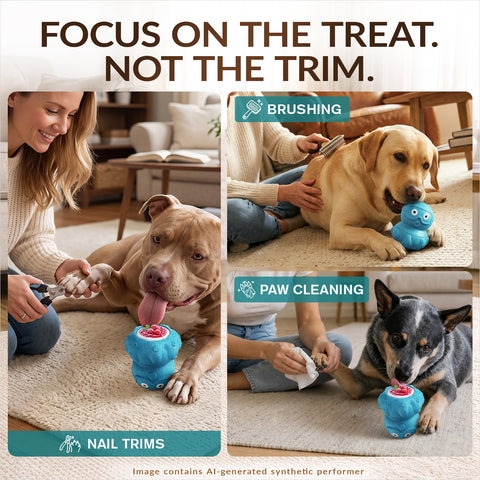 KADTC 3 in 1 Large-Size Octopus Dog Fillable Lick Treat Toy,Long-Lasting Ultimate Boredom Buster, Kibble Dispenser Food Ball & Dogs Chew Toys BPA-Free