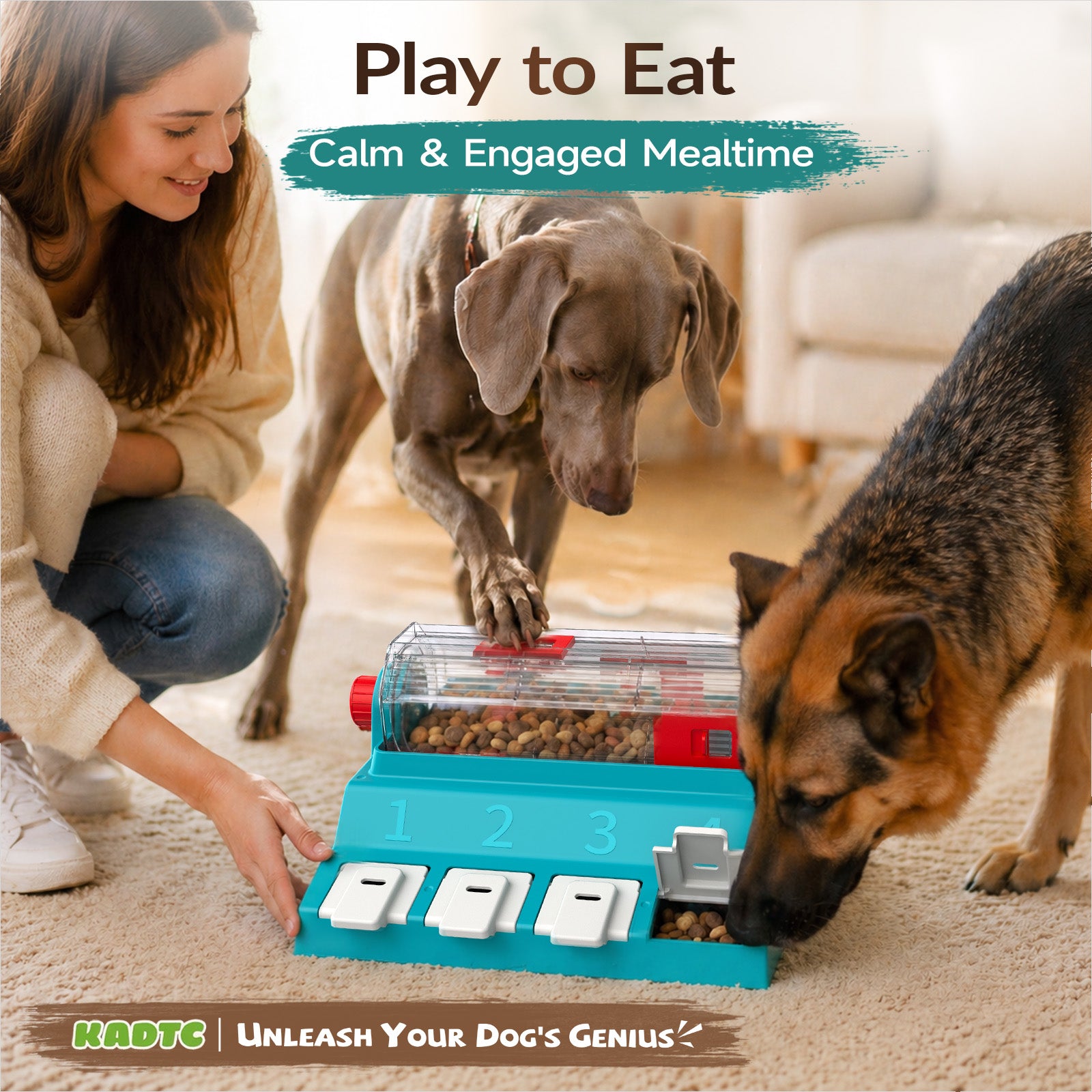 KADTC 2-Level Extra-Large Dog Puzzle Feeder | Paw-Activated Treat