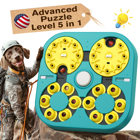 KADTC Advance Puzzle Toys for Smart Dog Level 5 in 1 Complicated Difficult Challenging Puzzles Small/Medium/Large Dogs Brain Mental Stimulation Puppy Boredom Busters Enrichment Interactive Game