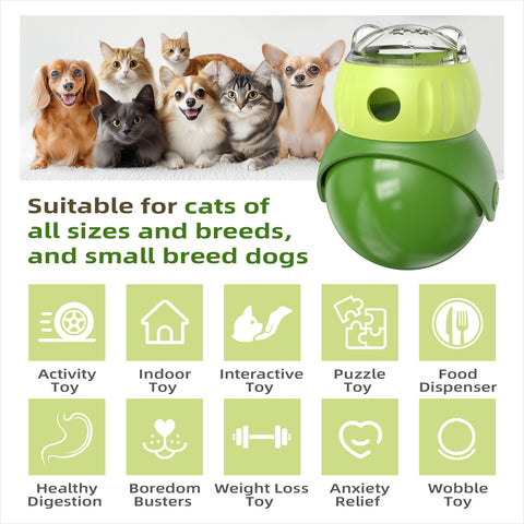 KADTC Dog and Cat Enrichment Toy for Indoor Cats/Little/Small/Toy-Dogs/Kitten Treat Dispensing Ball Wobble Food Dispenser Puzzle Slow Feeder Kitty Stimulating Interactive Thanksgiving Toys