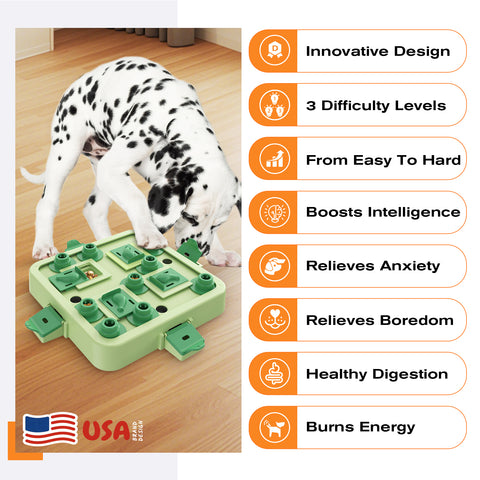KADTC U.S. Brand & Design - 3 Levels of Challenge Dog Chess Puzzle Toy for Small/Medium/Large Smart Dogs Treat Puzzles Mental Stimulation Puppy Brain Stimulating Enrichment Christmas & New Year Gift