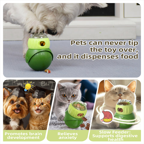 KADTC Dog and Cat Enrichment Toy for Indoor Cats/Little/Small/Toy-Dogs/Kitten Treat Dispensing Ball Wobble Food Dispenser Puzzle Slow Feeder Kitty Stimulating Interactive Thanksgiving Toys