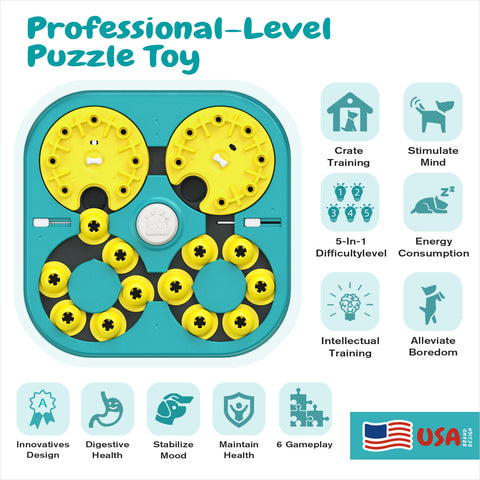 KADTC U.S. Brand Design Extra-Large Size - Difficult 5 Levels of Challenge - 6 Ways to Play - Expert Dog Puzzle Toy For Smart Dogs Hard Puzzles Mental Stimulation Brain Toys Christmas & New Year Gift