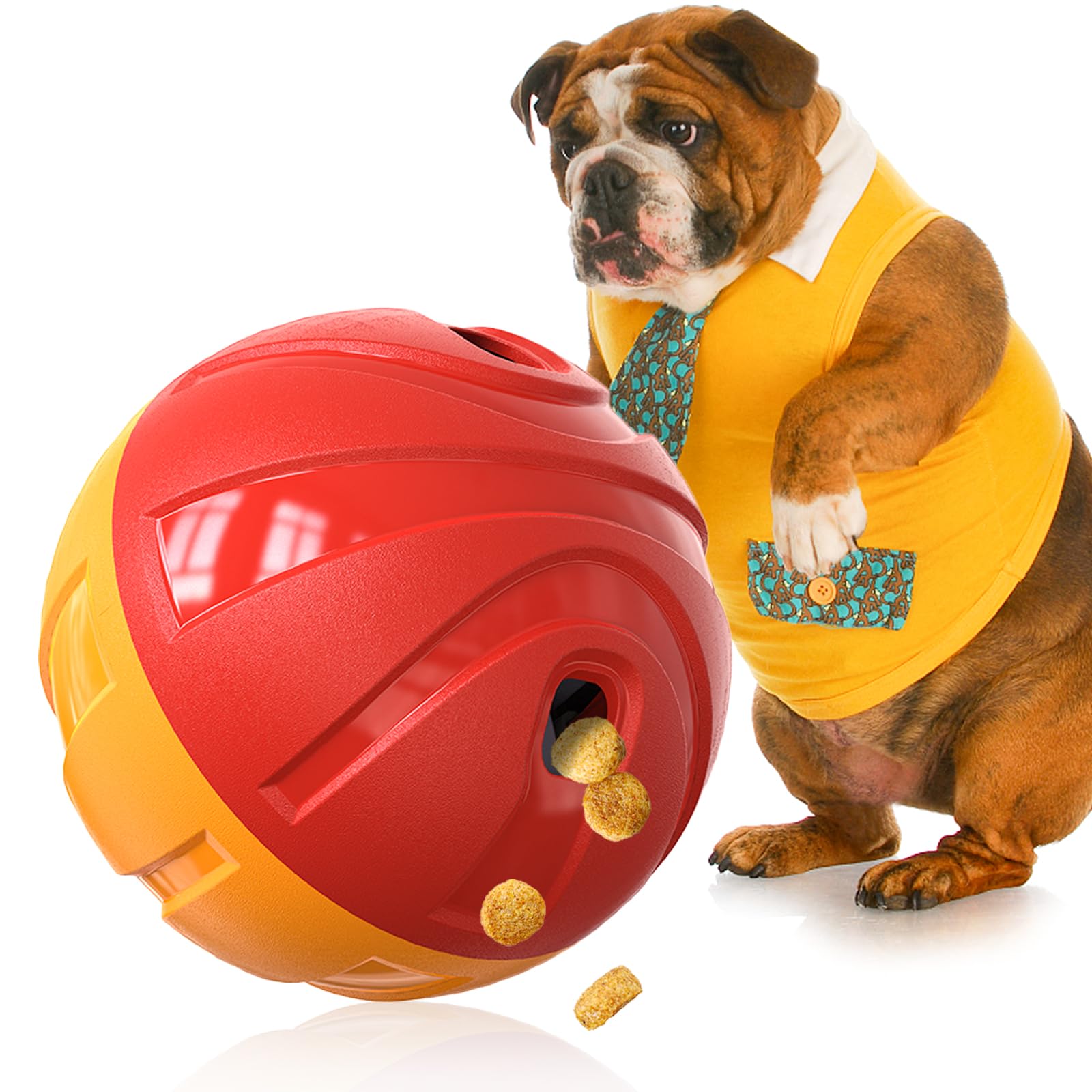 KADTC Dog Puzzles Balls Adjustable Food Dispensing Toys Treat Dispenser Ball Dogs Puzzle Feeder Brian Toy Wobble Wag Talking Giggle Puppy Basketball for Small/Medium/Large Aggressive Chewers Breed
