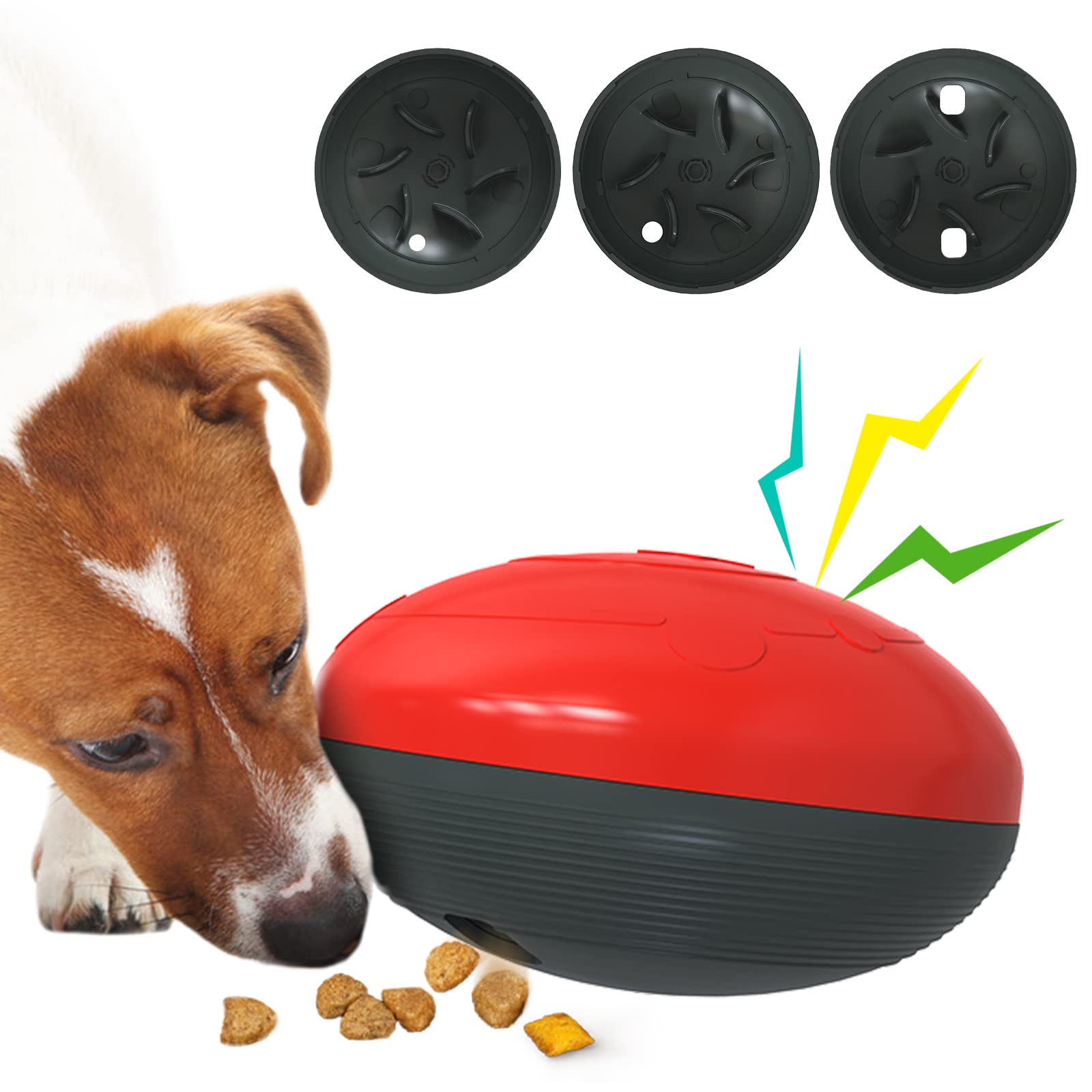 KADTC Dog Adjustable Food Dispensing Treat Dispenser Dogs Puzzle Toys Feeder Squeaky Puppy Chew Feeding Interactive Indoor Ball for Small Chewers Gift