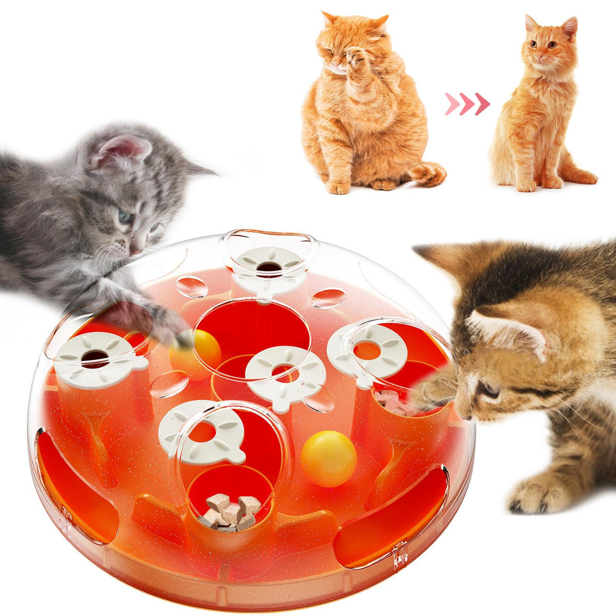 TACKDG Cat Puzzles Toy Indoor for Cats Weight Loss Interactive Toys Kitten Slow Feeder Kitty Food Treat Puzzles Feeding Dispenser Brian Stimulation Track Balls Pet Fun Birthdat Gift