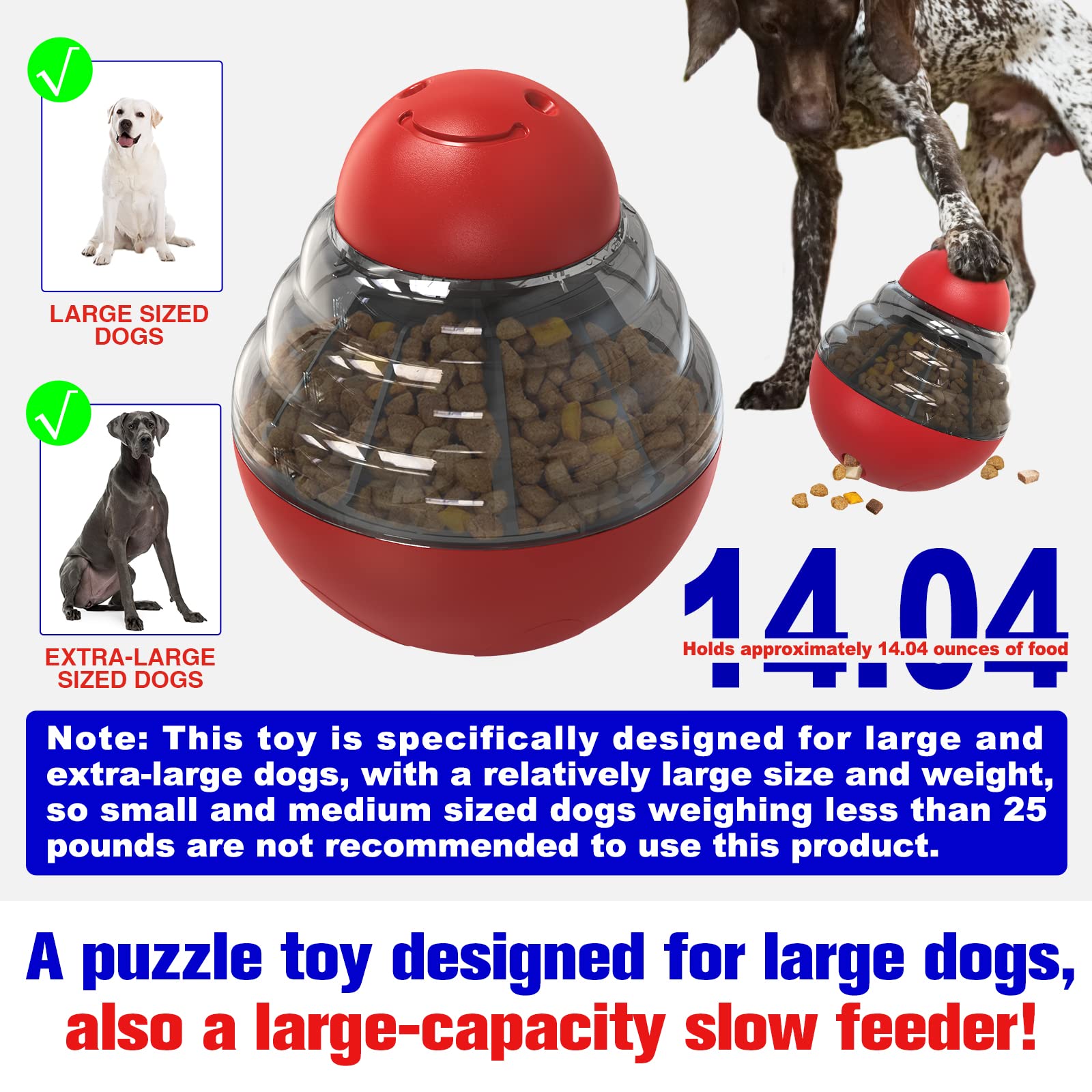 KADTC Dog Tower/Balls Slow Feeder Puzzles Bowl Adjustable Food Dispensing Toys Brain Mental Stimulation Treat Dispenser Feeding Indestructible Toy Only for Medium/Large Dogs Aggressive Chewers Breed