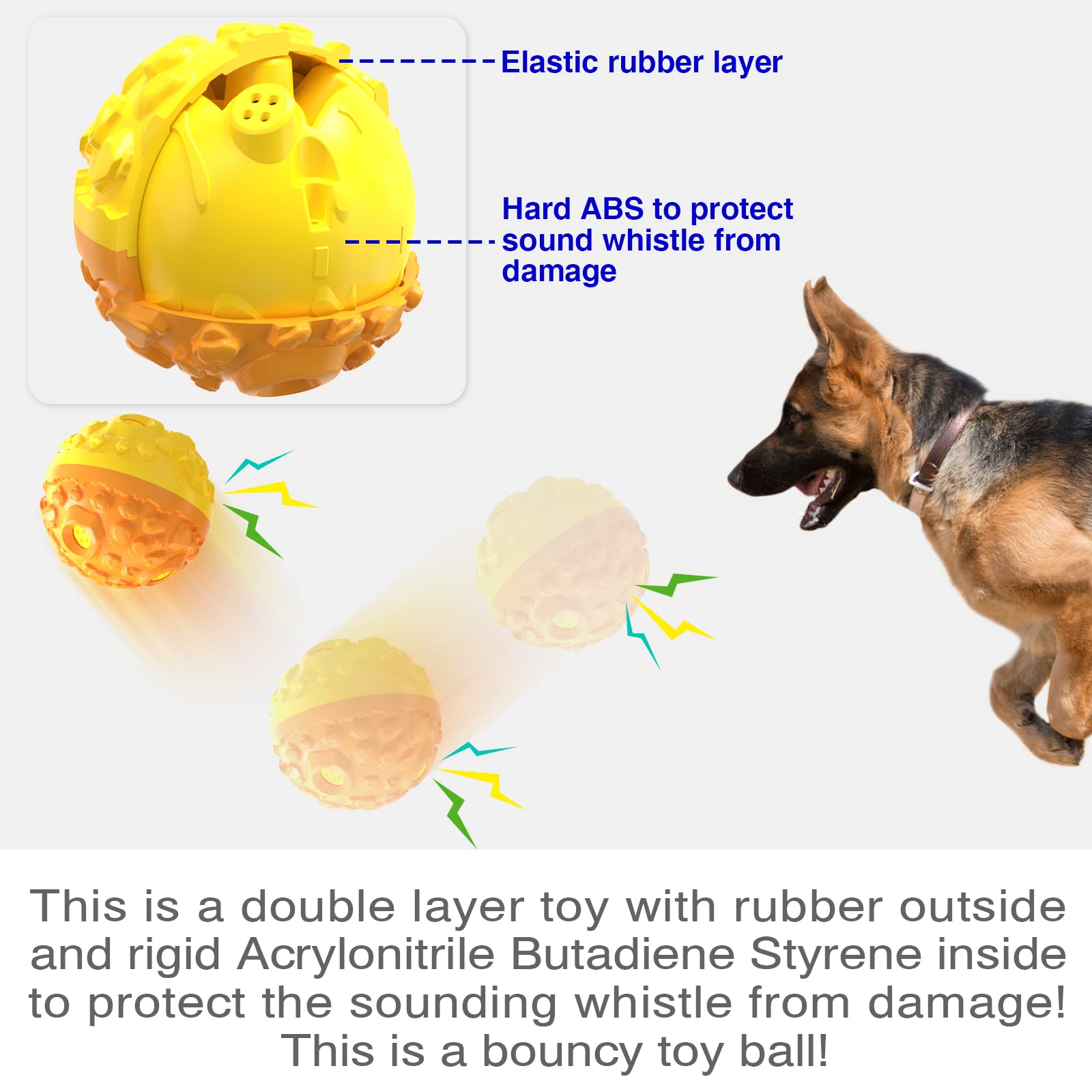 KADTC Dog Giggle Ball Interactive Squeaky Toys Puppy Wobble Wag Talking Balls for Chewers Durable Rubber Fun Sounds When Rolled or Shaken Best Toy with Squeaker to Keep Them Busy Babble Gift
