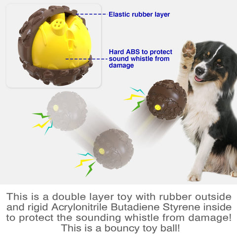 KADTC Dog Giggle Ball Interactive Squeaky Toys Puppy Wobble Wag Talking Balls for Small/Medium Chewers Durable Rubber Fun Sounds When Rolled or Shaken Best Toy with Squeaker to Keep Them Busy Doggy Gift