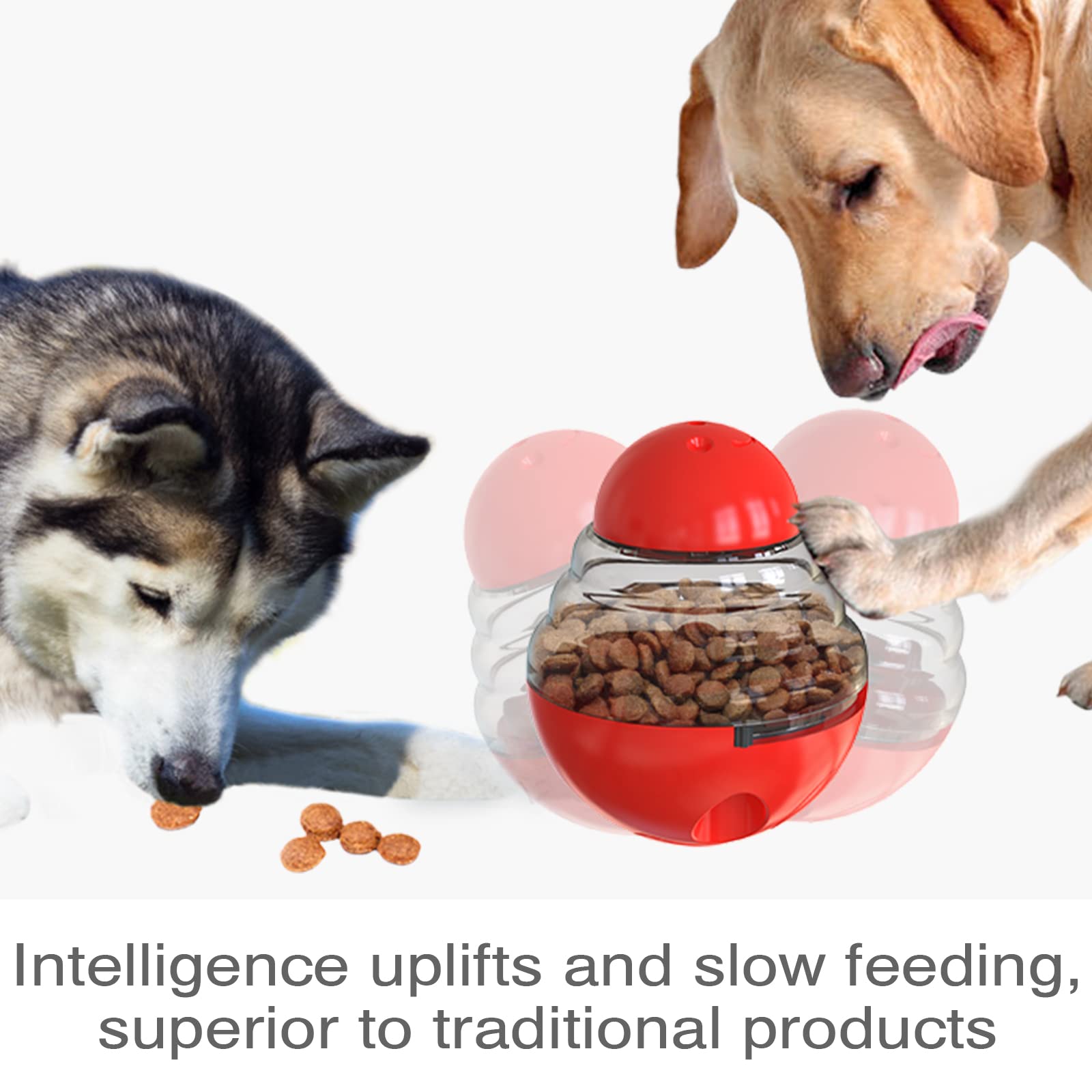 KADTC Dog Puzzles Feeder Toy Puppy Food Dispenser Toys Treat Dispensing Balls Doggy Feeding Tumbler Ball For Interactive Indoor Medium/Small Dogs Pet Slow Ball Birthday Gift