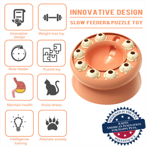 KADTC Cat Puzzle Toy Treat Dispenser Kitten Weight Loss Bowl Puzzles Slow Feeder Food Dispensing Kitty Enrichment Toys Brain Mental Stimulation Healthy Eating Mind Games